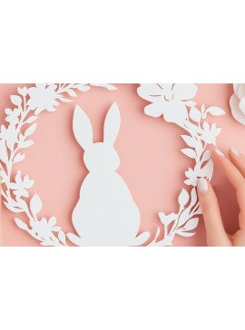 Σετ των 3 Intra απο ξύλο plywood 3mm-4mm πάχος - Cricut Πασχαλινό στεφάνι με λαγουδάκι  Cut Δίασταση 4x4 cm INTRAFABR-115560099