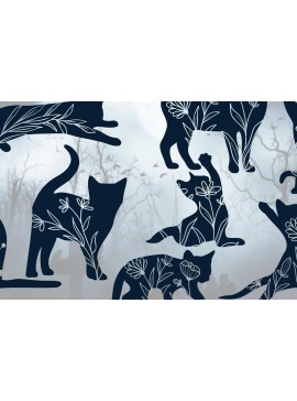 Σετ των 3 Intra απο ξύλο plywood 3mm-4mm πάχος - Πακέτο Cricut Floral Black Cats  Δίασταση 4x4 cm INTRAFABR-77672917