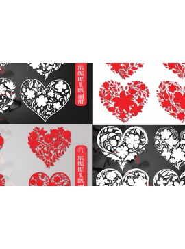 Σετ των 2 Intra απο ξύλο plywood 3mm-4mm πάχος - Πακέτο Cricut Floral Flower Heart  Δίασταση 20x20 cm INTRAFABR-86300818