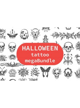 Σετ των 2 Intra απο ξύλο plywood 3mm-4mm πάχος - Πακέτο Cricut Halloween Tattoo  Δίασταση 15x15 cm INTRAFABR-80771913