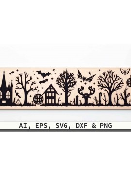 Σετ των 2 Intra απο ξύλο plywood 3mm-4mm πάχος - Πακέτο  Ξύλινων πινακίδων Cricut Halloween Δίασταση 15x15 cm INTRAFABR-80702216