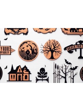 Σετ των 2 Intra απο ξύλο plywood 3mm-4mm πάχος - Πακέτο  Ξύλινων πινακίδων Cricut Halloween Δίασταση 15x15 cm INTRAFABR-80698131