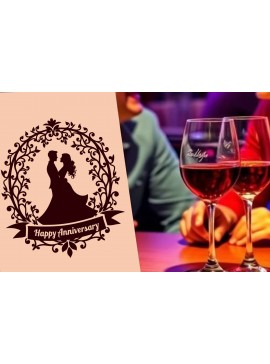 Σετ των 2 Intra απο ξύλο plywood 3mm-4mm πάχος - Cricut Happy Anniversary Card  Δίασταση 20x20 cm INTRAFABR-119775855