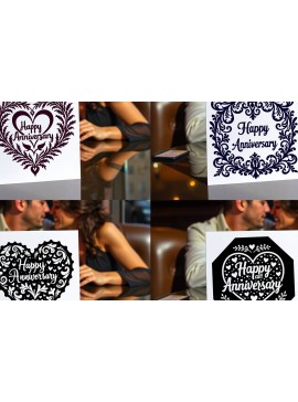 Σετ των 3 Intra απο ξύλο plywood 3mm-4mm πάχος - Πακέτο  κάρτας Cricut Happy Anniversary Δίασταση 20x20 cm INTRAFABR-119820815