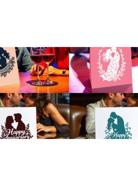 Σετ των 2 Intra απο ξύλο plywood 3mm-4mm πάχος - Πακέτο  κάρτας Cricut Happy Anniversary Δίασταση 20x20 cm INTRAFABR-119820794