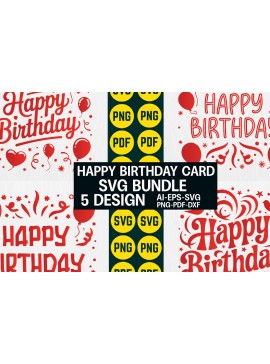 Σετ των 2 Intra απο ξύλο plywood 3mm-4mm πάχος - Cricut Happy Birthday Card  Bundle 2 Δίασταση 20x20 cm INTRAFABR-120883999