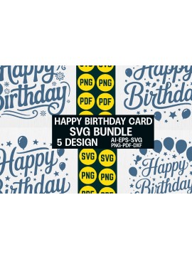 Σετ των 2 Intra απο ξύλο plywood 3mm-4mm πάχος - Πακέτο  κάρτας Cricut Happy Birthday Δίασταση 20x20 cm INTRAFABR-120883855