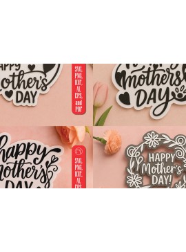 Σετ των 3 Intra απο ξύλο plywood 3mm-4mm πάχος - Πακέτο  Cricut Happy Mother Day Δίασταση 20x20 cm INTRAFABR-120154915