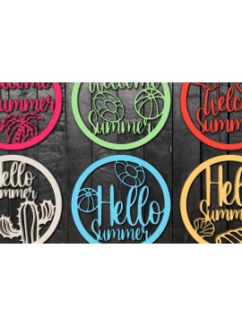 Σετ των 2 Intra απο ξύλο plywood 3mm-4mm πάχος - Πακέτο Cricut Hello/Welcome Summer  Δίασταση 20x20 cm INTRAFABR-73815157