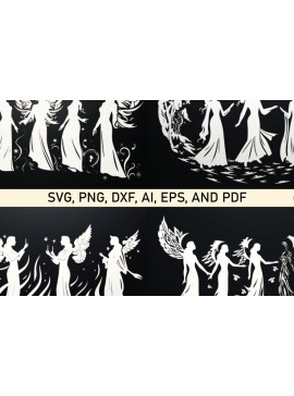 Σετ των 3 Intra απο ξύλο plywood 3mm-4mm πάχος - Πακέτο  Cricut Joyful Angels Δίασταση 4x4 cm INTRAFABR-81558032