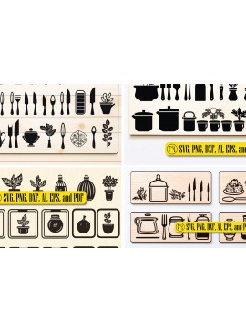 Intra απο ξύλο plywood 3mm-4mm πάχος - Πακέτο Cricut Kitchen Decor  MEGA Δίασταση 40x50 cm INTRAFABR-82771326