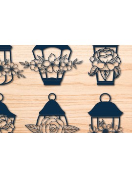 Σετ των 2 Intra απο ξύλο plywood 3mm-4mm πάχος - Πρότυπο δέσμης  Decor φαναριού Cricut Δίασταση 25x25 cm INTRAFABR-67241471