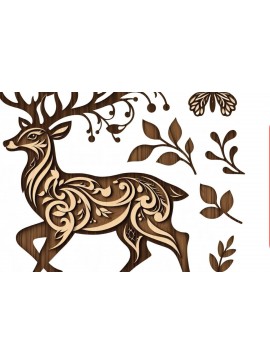 Intra απο ξύλο plywood 3mm-4mm πάχος - Cricut Laser Cut Panno Deer  Δίασταση 40x50 cm INTRAFABR-88518531