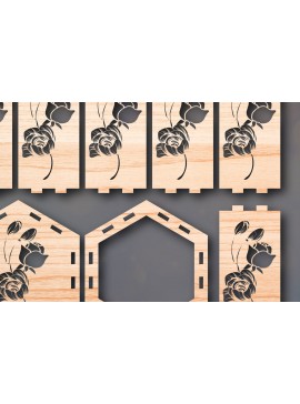 Σετ των 2 Intra απο ξύλο plywood 3mm-4mm πάχος - Cricut Laser Cut Rose Flower Lantern  Δίασταση 25x25 cm INTRAFABR-48583681