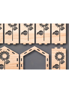 Σετ των 2 Intra απο ξύλο plywood 3mm-4mm πάχος - Cricut Laser Cut Sunflower Lantern  Δίασταση 25x25 cm INTRAFABR-48658794