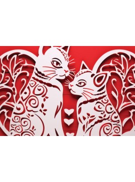 Σετ των 3 Intra απο ξύλο plywood 3mm-4mm πάχος - Cricut Laser Cut Valentine Cat  Δίασταση 4x4 cm INTRAFABR-88665904