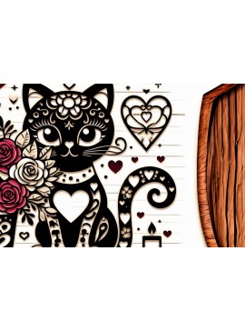 Σετ των 3 Intra απο ξύλο plywood 3mm-4mm πάχος - Cricut Laser Cut Valentine Cat  Δίασταση 4x4 cm INTRAFABR-88667940