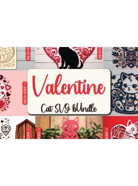 Σετ των 3 Intra απο ξύλο plywood 3mm-4mm πάχος - Cricut Laser Cut Valentine Cat  Δίασταση 4x4 cm INTRAFABR-88685132