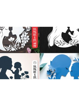 Σετ των 2 Intra απο ξύλο plywood 3mm-4mm πάχος - Πακέτο υ περικοπής  για τη γιορτή της μητέρας Cricut Δίασταση 20x20 cm INTRAFABR-116641499