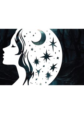 Σετ των 2 Intra απο ξύλο plywood 3mm-4mm πάχος - Cricut Mystical Moon Girl  Cut  Δίασταση 20x20 cm INTRAFABR-116574909