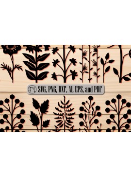 Σετ των 2 Intra απο ξύλο plywood 3mm-4mm πάχος - Πακέτο  με χαρτί Cricut Cut Wild Flowers Δίασταση 10x15 cm INTRAFABR-89284517