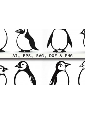 Σετ των 3 Intra απο ξύλο plywood 3mm-4mm πάχος - Cricut Penguin Vector Clipart  Bundle Δίασταση 4x4 cm INTRAFABR-80704326