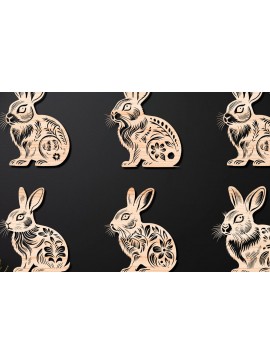 Σετ των 3 Intra απο ξύλο plywood 3mm-4mm πάχος - Cricut RABBITS Πασχαλινό Laser Cut   Δίασταση 4x4 cm INTRAFABR-112389623