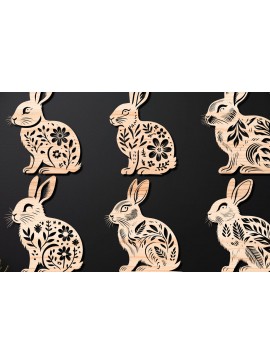 Σετ των 3 Intra απο ξύλο plywood 3mm-4mm πάχος - Cricut RABBITS Πασχαλινό Laser Cut   Δίασταση 4x4 cm INTRAFABR-112389661