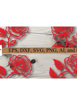 Σετ των 2 Intra απο ξύλο plywood 3mm-4mm πάχος - Cricut Rose Flowers  Cut File Bundle Δίασταση 30x20 cm INTRAFABR-80833462