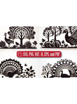 Σετ των 3 Intra απο ξύλο plywood 3mm-4mm πάχος - Πακέτο  για την Ημέρα των Ευχαριστιών Cricut Δίασταση 4x4 cm INTRAFABR-81933501