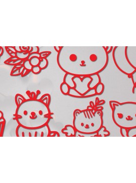 Σετ των 3 Intra απο ξύλο plywood 3mm-4mm πάχος - Πακέτο Cricut Valentine Animal  Δίασταση 4x4 cm INTRAFABR-86270790