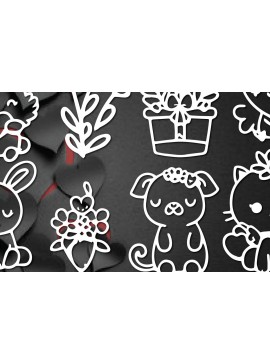 Σετ των 3 Intra απο ξύλο plywood 3mm-4mm πάχος - Πακέτο Cricut Valentine Animal  Δίασταση 4x4 cm INTRAFABR-86270223