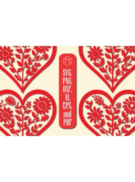 Σετ των 3 Intra απο ξύλο plywood 3mm-4mm πάχος - Πακέτο Cricut Valentine Floral Heart  Δίασταση 4x4 cm INTRAFABR-86231356