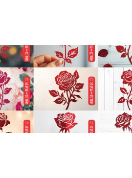 Σετ των 3 Intra απο ξύλο plywood 3mm-4mm πάχος - Πακέτο Cricut Valentine Rose  Δίασταση 4x4 cm INTRAFABR-112880665