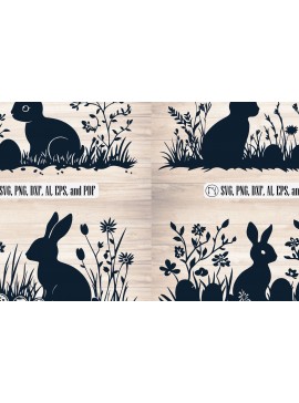 Σετ των 3 Intra απο ξύλο plywood 3mm-4mm πάχος - Cricut Wildflower Πασχαλινό λαγουδάκι  Δίασταση 4x4 cm INTRAFABR-116532102