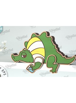 Σετ των 2 Intra απο ξύλο plywood 3mm-4mm πάχος - Crocodile Funny Decor  Δίασταση 30x20 cm INTRAFABR-117113677