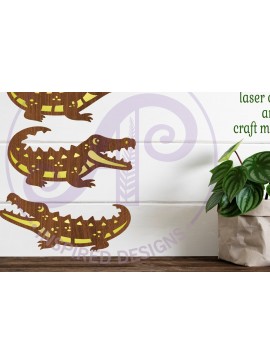 Σετ των 2 Intra απο ξύλο plywood 3mm-4mm πάχος - Crocodile Two Layer Cut Outs Laser  Δίασταση 30x20 cm INTRAFABR-96612862