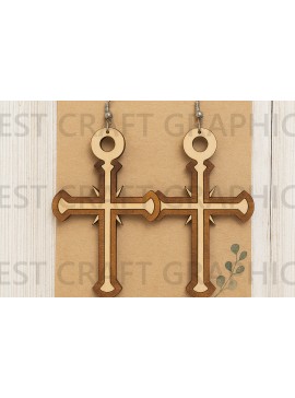 Σετ των 3 Intra απο ξύλο plywood 3mm-4mm πάχος - Σταυρός και Σκουλαρίκια Καρδιά – Faith Jewelry Δίασταση 3x3 cm INTRAFABR-124957742