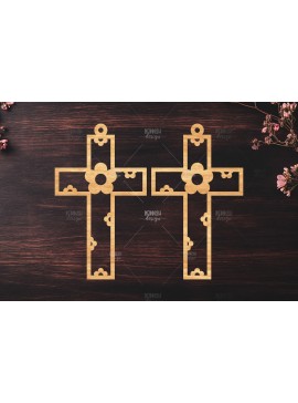 Σετ των 3 Intra απο ξύλο plywood 3mm-4mm πάχος - Σταυρωτά σκουλαρίκια Laser Cut  Δίασταση 3x3 cm INTRAFABR-118941663