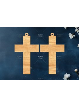 Σετ των 3 Intra απο ξύλο plywood 3mm-4mm πάχος - Σταυρωτά σκουλαρίκια Laser Cut  Δίασταση 3x3 cm INTRAFABR-118941776