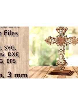 Intra απο ξύλο plywood 3mm-4mm πάχος - Αρχεία Cross Laser Cut Christian Decor Δίασταση 262x190 cm INTRAFABR-122927909