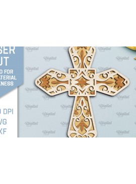 Intra απο ξύλο plywood 3mm-4mm πάχος - Cross Laser Cut. Multilayer Cross  Δίασταση 30x20 cm INTRAFABR-92250657
