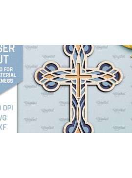 Intra απο ξύλο plywood 3mm-4mm πάχος - Cross Laser Cut. Multilayer Cross  Δίασταση 30x20 cm INTRAFABR-92250712