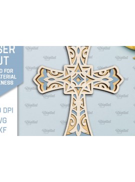 Intra απο ξύλο plywood 3mm-4mm πάχος - Cross Laser Cut. Multilayer Cross  Δίασταση 30x20 cm INTRAFABR-92250945