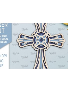 Σετ των 2 Intra απο ξύλο plywood 3mm-4mm πάχος - Cross Laser Cut. Multilayer Cross  Δίασταση 30x20 cm INTRAFABR-92251056