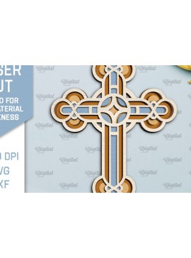 Σετ των 2 Intra απο ξύλο plywood 3mm-4mm πάχος - Cross Laser Cut. Multilayer Cross  Δίασταση 30x20 cm INTRAFABR-92251079