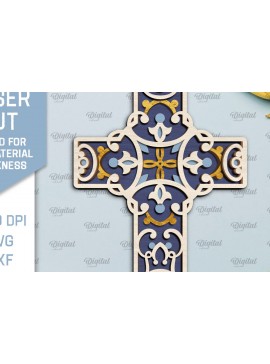 Σετ των 2 Intra απο ξύλο plywood 3mm-4mm πάχος - Cross Laser Cut. Multilayer Cross  Δίασταση 30x20 cm INTRAFABR-92250389