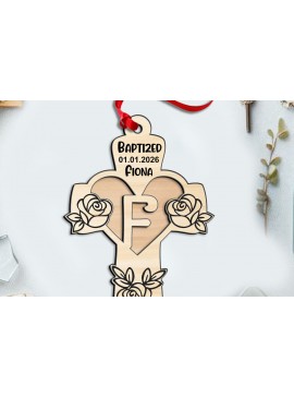 Σετ των 3 Intra απο ξύλο plywood 3mm-4mm πάχος - Σταυρός τριαντάφυλλο Γράμμα F Laser Στολίδι  Δίασταση 6x6 cm INTRAFABR-116752955
