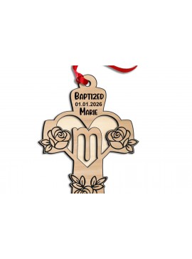 Σετ των 3 Intra απο ξύλο plywood 3mm-4mm πάχος - Σταυρός τριαντάφυλλο γράμμα M Laser Δώρο Στολίδι Δίασταση 6x6 cm INTRAFABR-116857514