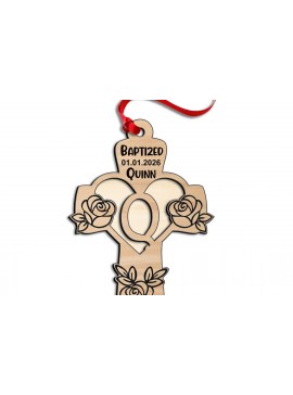 Σετ των 3 Intra απο ξύλο plywood 3mm-4mm πάχος - Σταυρός τριαντάφυλλο Γράμμα Q Laser Δώρο Στολίδι Δίασταση 6x6 cm INTRAFABR-116865220